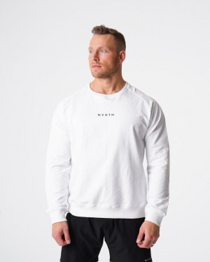 Bluzy Męskie NVGTN Crew Neck Białe | PL123LI