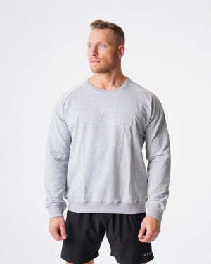 Bluzy Męskie NVGTN Crew Neck Szare | PL097LI