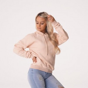 Bluzy Z Kapturem Damskie NVGTN Essential Drop Shoulder Beżowe | PL791AH