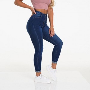 Jeansy Damskie NVGTN Navishape Ciemny Niebieskie | PL245AH