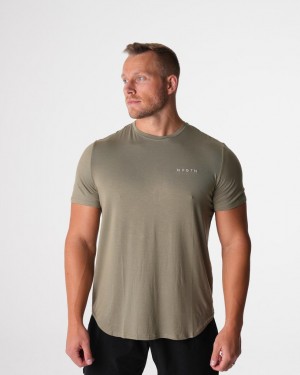 Koszulki Męskie NVGTN Tech Fitted Tee Oliwkowe Zielone | PL839UZ
