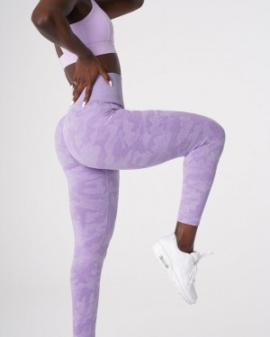 Legginsy Damskie NVGTN Camo Seamless Fioletowe | PL731EB