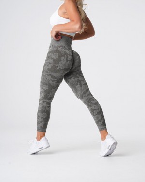 Legginsy Damskie NVGTN Camo Seamless Khaki Zielone | PL627EB