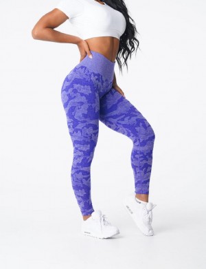 Legginsy Damskie NVGTN Camo Seamless Niebieskie | PL835EB