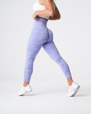 Legginsy Damskie NVGTN Camo Seamless Niebieskie | PL212RV