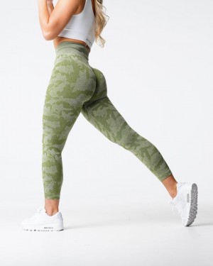Legginsy Damskie NVGTN Camo Seamless Oliwkowe | PL272PL