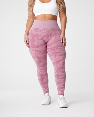 Legginsy Damskie NVGTN Camo Seamless Różowe | PL757EB