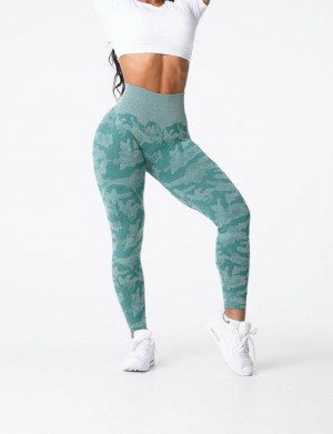 Legginsy Damskie NVGTN Camo Seamless Zielone | PL160RV