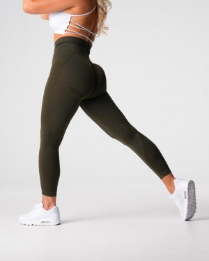 Legginsy Damskie NVGTN Contour 2.0 Seamless Oliwkowe | PL298PL