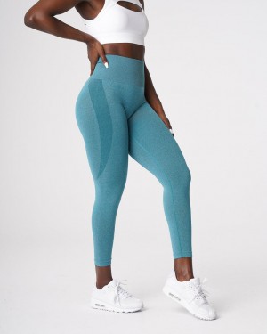 Legginsy Damskie NVGTN Contour Seamless Turkusowe | PL480PL