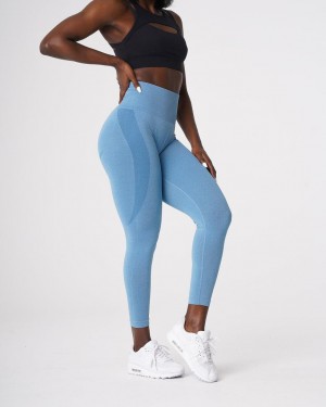 Legginsy Damskie NVGTN Contour Seamless Niebieskie | PL009OK