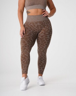 Legginsy Damskie NVGTN Leopard Seamless Beżowe | PL495QM