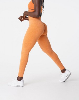 Legginsy Damskie NVGTN Scrunch Seamless Pomarańczowe | PL502IL