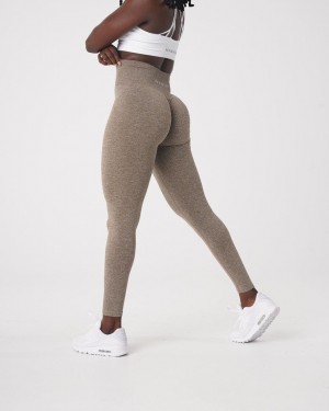 Legginsy Damskie NVGTN Scrunch Seamless Beżowe | PL632IL