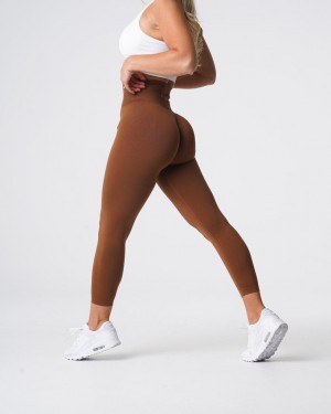 Legginsy Damskie NVGTN Solid Seamless Kawa | PL708YX