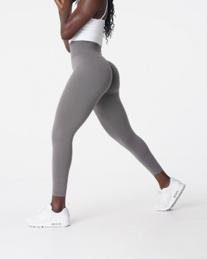 Legginsy Damskie NVGTN Solid Seamless Szare | PL604YX