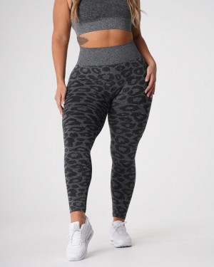 Legginsy Damskie NVGTN Speckled Leopard Seamless Czarne | PL812YX