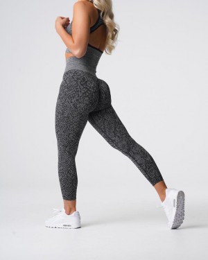 Legginsy Damskie NVGTN Speckled Snakeskin Seamless Czarne | PL838YX