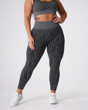Legginsy Damskie NVGTN Speckled Zebra Seamless Czarne | PL060IL