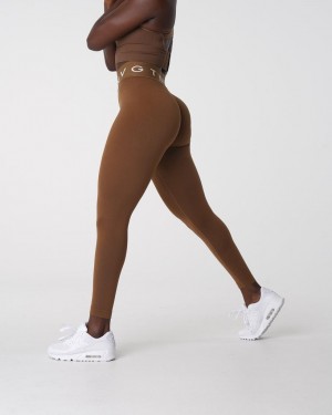 Legginsy Damskie NVGTN Sportowe Seamless Beżowe | PL172HA