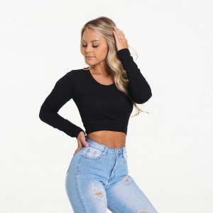 Najfatalniejszy Damskie NVGTN Around Black Long Sleeve Crop Czarne | PL821GS