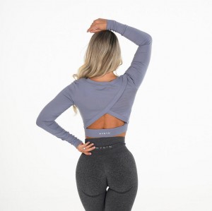 Najfatalniejszy Damskie NVGTN Form Long Sleeve Crop Niebieskie | PL210WN
