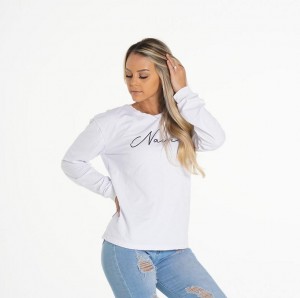Najfatalniejszy Damskie NVGTN Navi Crew Neck Białe | PL249GS