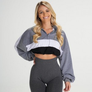 Najfatalniejszy Damskie NVGTN Oversized Cropped Pullover Szare | PL574WN