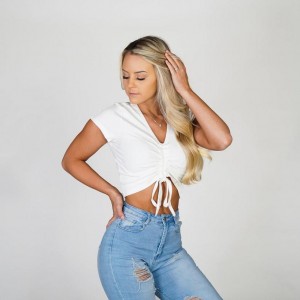 Najfatalniejszy Damskie NVGTN Pulling Strings Tee Białe | PL520MQ