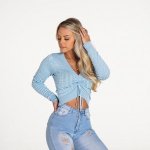 Najfatalniejszy Damskie NVGTN Thinking Of You Long Sleeve Niebieskie | PL301GS