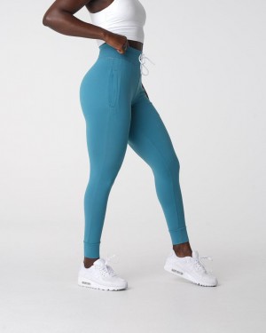 Spodnie Do Biegania Damskie NVGTN Sportowe Fitness Ⅱ Szare Niebieskie | PL796HA
