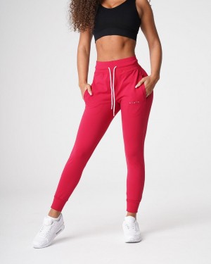 Spodnie Do Biegania Damskie NVGTN Sportowe Fitness Ⅱ Czerwone | PL011AH