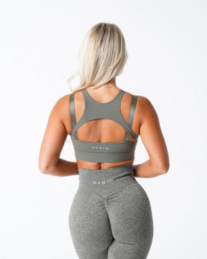 Staniki Sportowe Damskie NVGTN Apex Khaki Zielone | PL374PJ