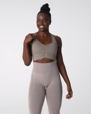 Staniki Sportowe Damskie NVGTN Cinched Seamless Szare Brązowe | PL660PJ