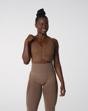 Staniki Sportowe Damskie NVGTN Cinched Seamless Beżowe | PL686PJ