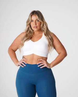 Staniki Sportowe Damskie NVGTN Cinched Seamless Białe | PL712PJ