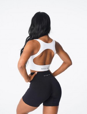 Staniki Sportowe Damskie NVGTN Eclipse Seamless Białe | PL311NW