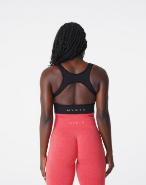 Staniki Sportowe Damskie NVGTN Eclipse Seamless Czarne | PL337NW