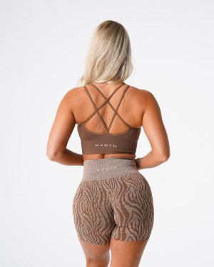 Staniki Sportowe Damskie NVGTN Flourish Seamless Beżowe | PL232PL