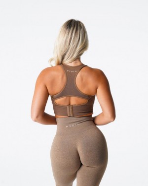 Staniki Sportowe Damskie NVGTN Ignite Seamless Beżowe | PL648PL