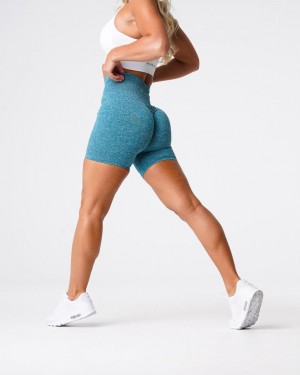 Szorty Damskie NVGTN Scrunch Seamless Turkusowe | PL342RV