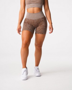 Szorty Damskie NVGTN Snakeskin Seamless Beżowe | PL107EB