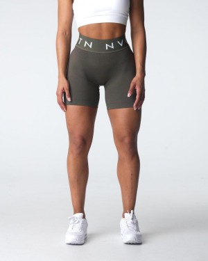 Szorty Damskie NVGTN Sportowe Seamless Oliwkowe | PL419EB